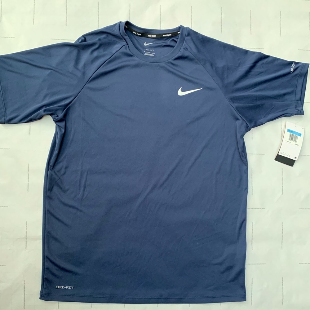 Navy Blue Nike Swim T-Shirt Dri-Fit - Brand New - Size (M) - UPF 40+